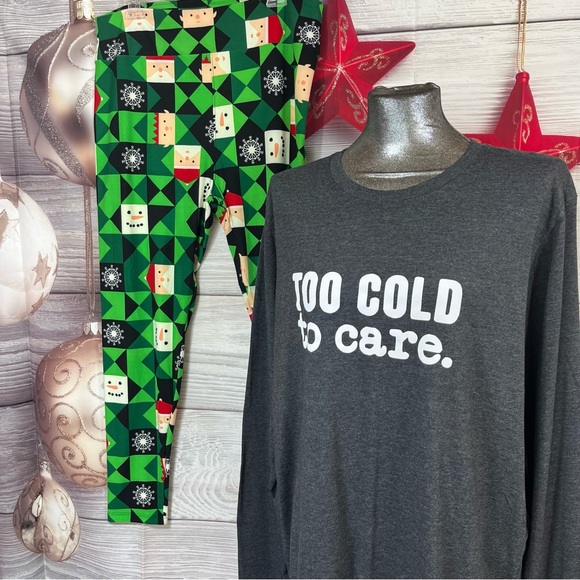 Bella & Canvas 2XL long sleeve top with LuLaRoe TC2 Christmas leggings - Picture 4 of 12